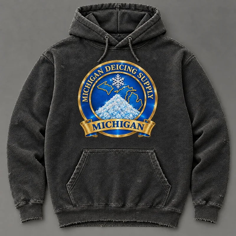 Michigan Deicing Supply hoodie with state badge